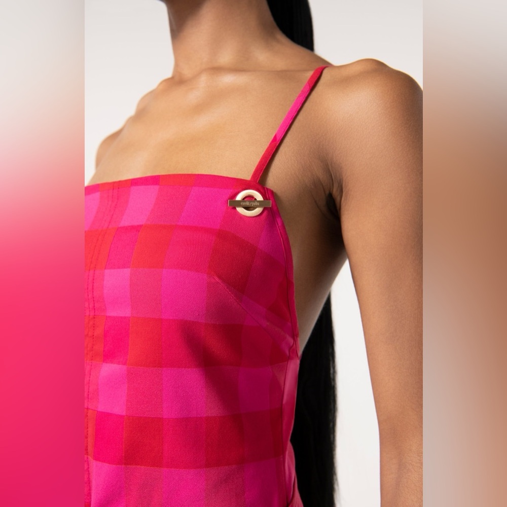 SOLD Cult Gaia Daria Gingham Micro Mini Dress In Red - Picture 7 of 9